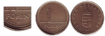 1992-es 1 forint hibás félrevert veret