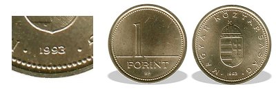 1993-as 1 forint BU fnyestett