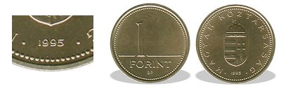 1995-s 1 forint BU fnyestett