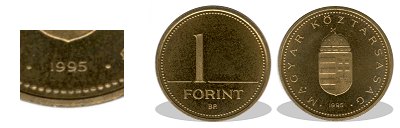 1995-s 1 forint proof tkrveret