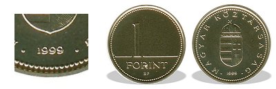 1999-es 1 forint BU fnyestett