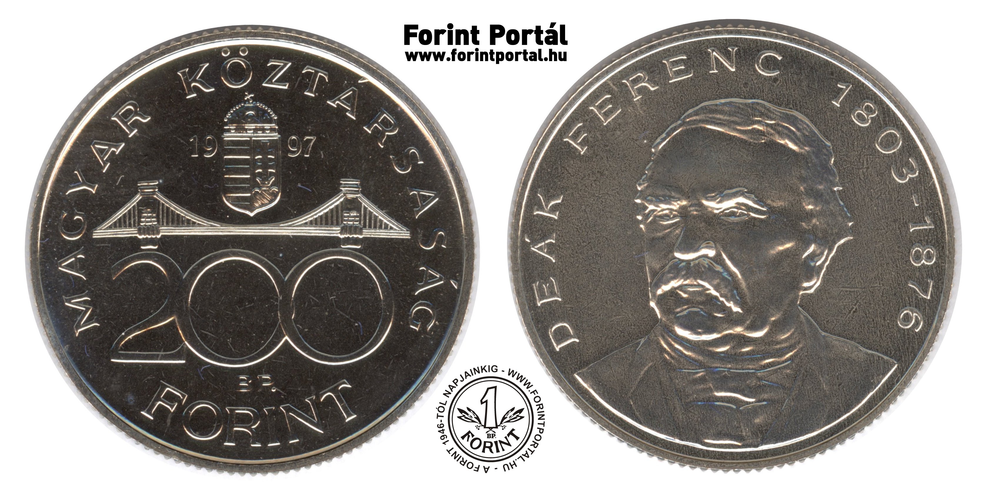 1997 200 forint BU (Brilliant Uncirculated) - Forint Portál Numizmatika ...