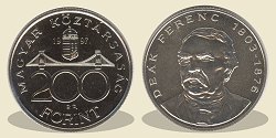 1997-es 200 forintos BU fényesített
