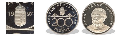 1997-es 200 forint proof tükörveret