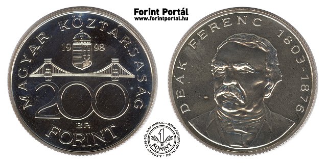 1998-as 200 forintos BU fnyestett