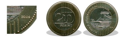 2009-es 200 forint BU fnyestett