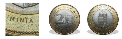 2009-es 200 forint címeres kisebb MINTA tesztérme