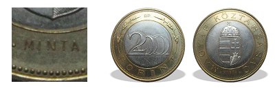 2009-es 200 forint címeres nagyobb MINTA tesztérme