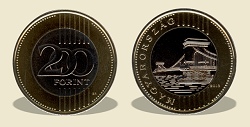 2013-as 200 forintos BU fényesített
