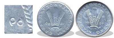 1969-es 20 fillér negatív veret