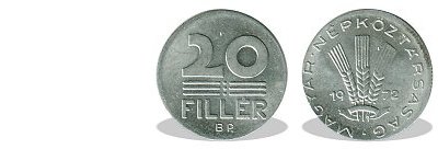 1972-es 20 fillér 10 filléres lapkára vert