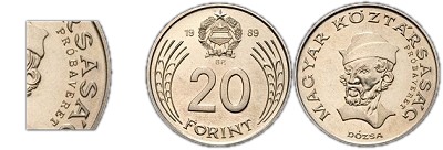 1989-es 20 forint Magyar Npkztrsasg cmer Magyar Kztrsasg krirat prbaveret