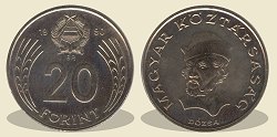 1990-es 20 forint Magyar Kztrsasg krirat - Magyar Npkztrsag cmer