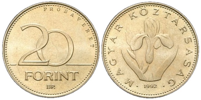 1992 20 forint BU (Brilliant Uncirculated) - Forint Portál Numizmatika ...