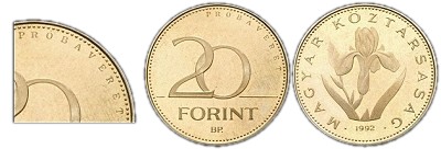 1992-es 20 forint prbaveret PP