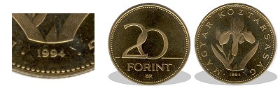 1994-es 20 forint proof tkrveret