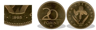 1995-s 20 forint proof tkrveret