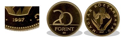 1997-es 20 forint proof tkrveret