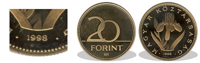 1998-as 20 forint proof tkrveret