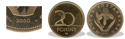 2000-es 20 forint proof tkrveret
