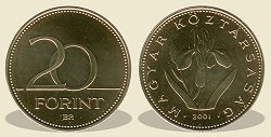 2001-es 20 forint BU fnyestett