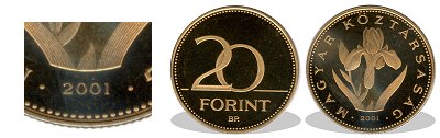 2001-es 20 forint proof tkrveret