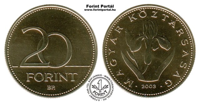 2003-as 20 forintos BU fnyestett
