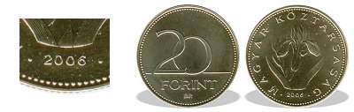 2006-os 20 forint BU fnyestett