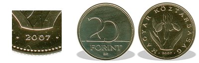 2007-es 20 forint BU fnyestett