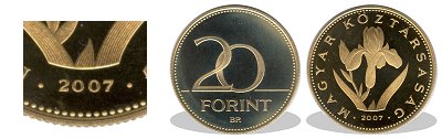 2007-es 20 forint proof tkrveret