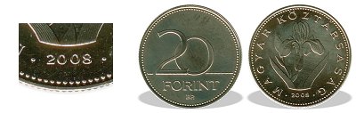 2008-as 20 forint BU fnyestett