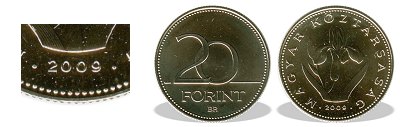 2009-es 20 forint BU fnyestett