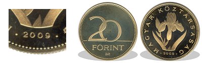 2009-es 20 forint proof tkrveret