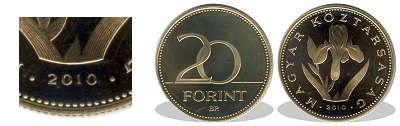 2010-es 20 forint proof tkrveret