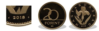 2018-as 20 forint proof tkrveret