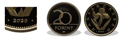 2020-as 20 forint proof tkrveret