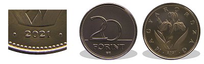 2021-es 20 forint BU fényesített