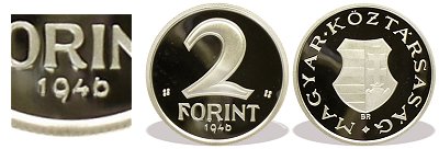 1946-os 2 forint Mester Darab rsze ezstbl