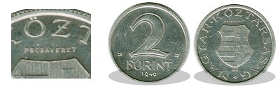 1946-os 2 forint alumínium próbaveret