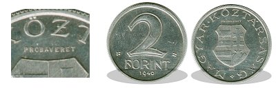 1946-os 2 forint alumnium prbaveret