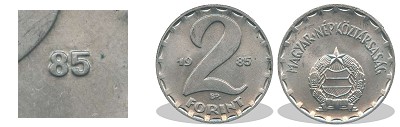 1985-ös 2 forint alumínium