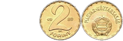 1989-es 2 forint Magyar Npkztrsasg cmer Magyar Kztrsasg krirat