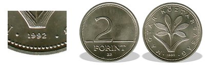 1992-es 2 forint BU fnyestett