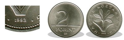1993-as 2 forint BU fnyestett