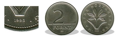 1995-s 2 forint BU fnyestett