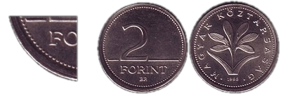 1995-s 2 forint hibs flrevert veret