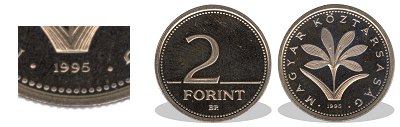 1995-s 2 forint proof tkrveret
