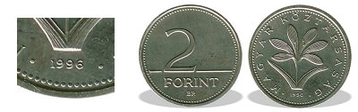 1996-os 2 forint BU fnyestett