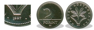 1997-es 2 forint BU fnyestett