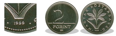 1999-es 2 forint BU fnyestett